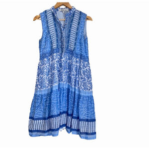 bella tu Cotton Lined A-Line Flowy Tiered Dress Size Small